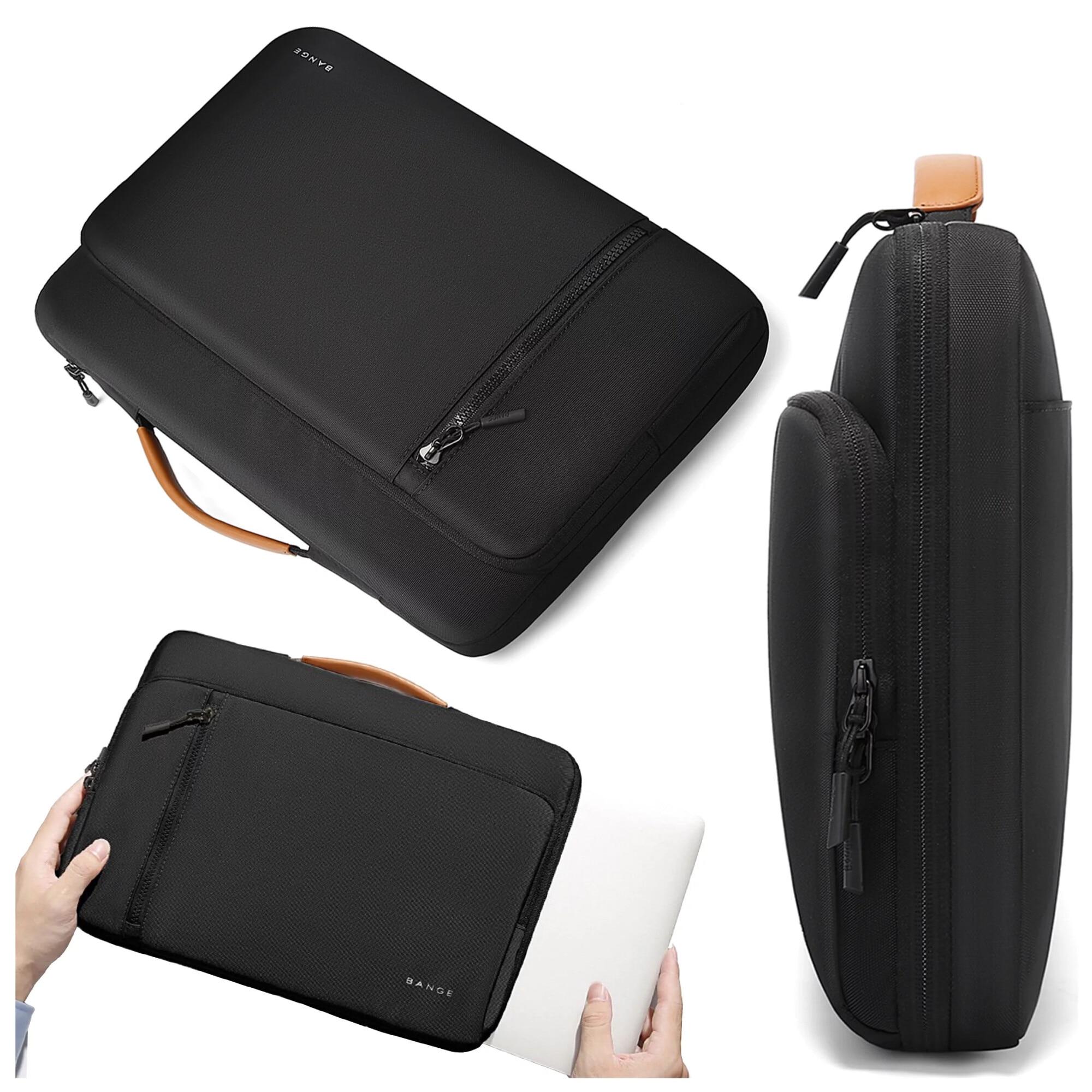 Geanta laptop Bange, waterproof, 14", neagra, 34x26x3.5 cm, multiple compartimente