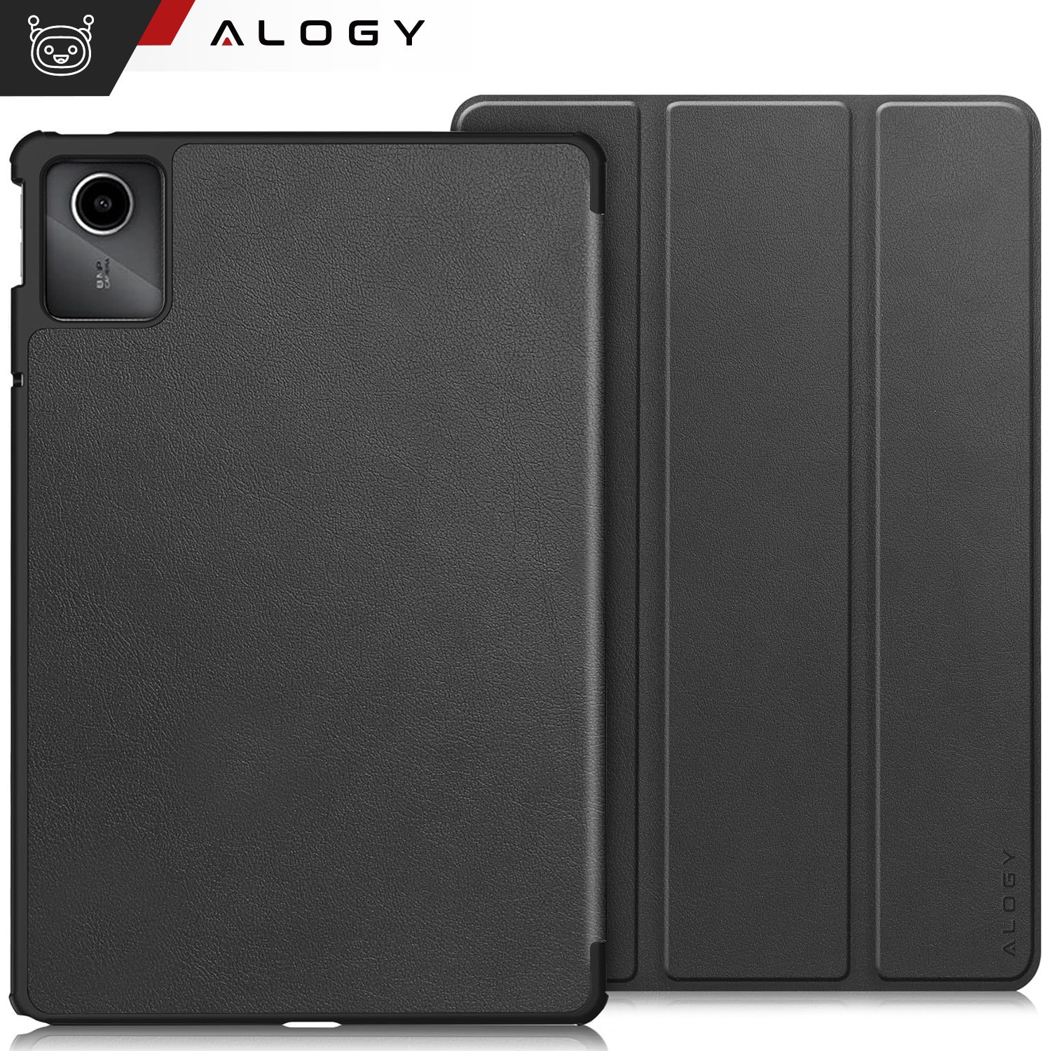 Etui pentru tableta Alogy Book Cover Case, gri, cu functie Sleep/Wake Up, set cu sticla si stylus, pentru Lenovo Tab K11 / K11E 11" si M11 10.95"