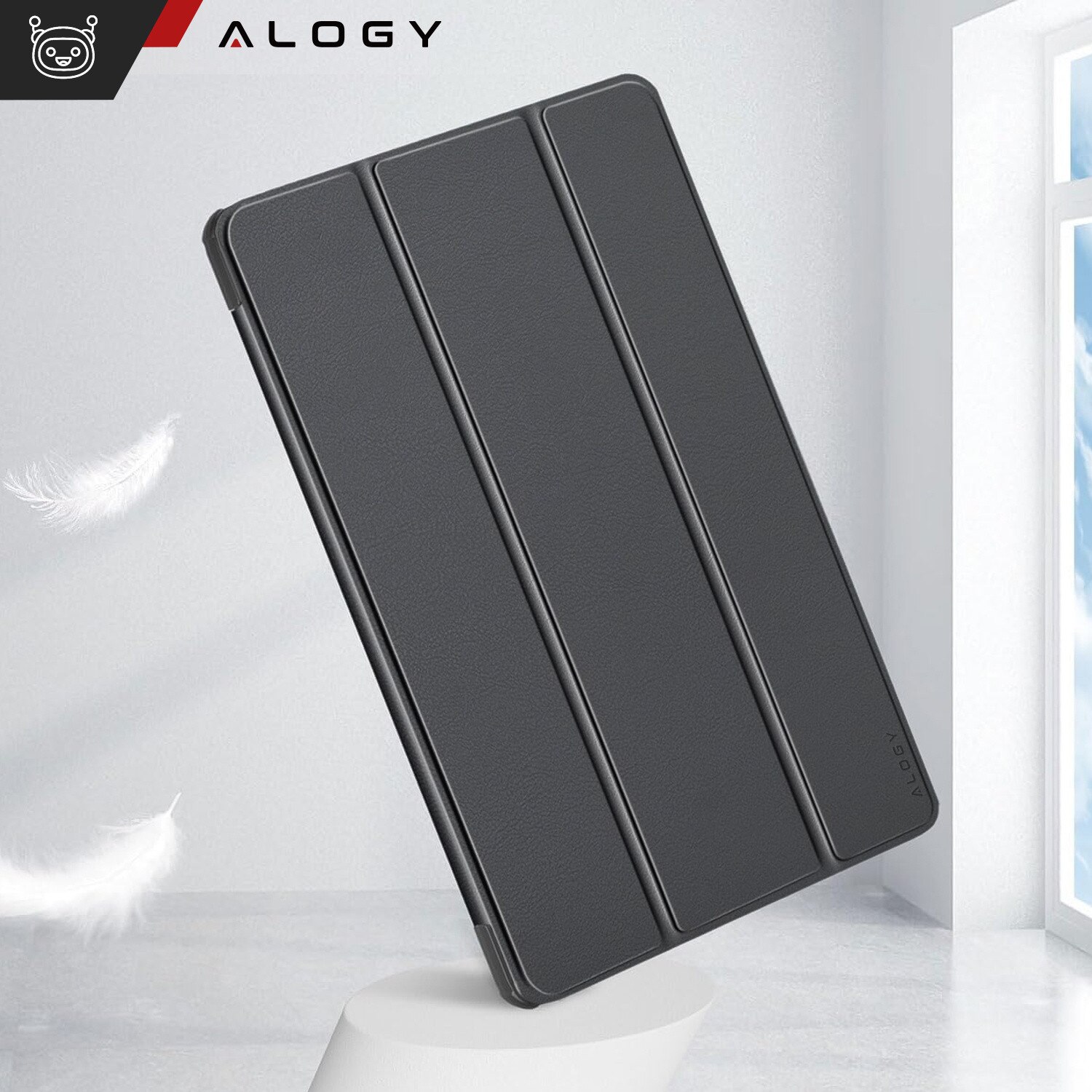 Etui pentru tableta Alogy Book Cover Case, gri, cu functie Sleep/Wake Up, set cu sticla si stylus, pentru Lenovo Tab K11 / K11E 11" si M11 10.95"