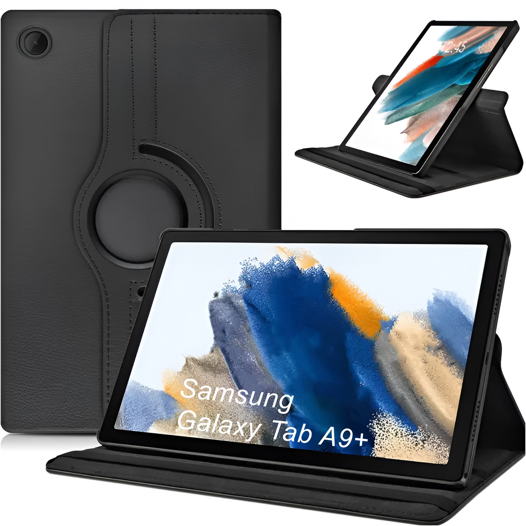 Etui obrotiv 360 pentru Samsung Galaxy Tab A9 Plus 2023 11", Alogy, negru, material ecologic, functie Sleep/Wake Up
