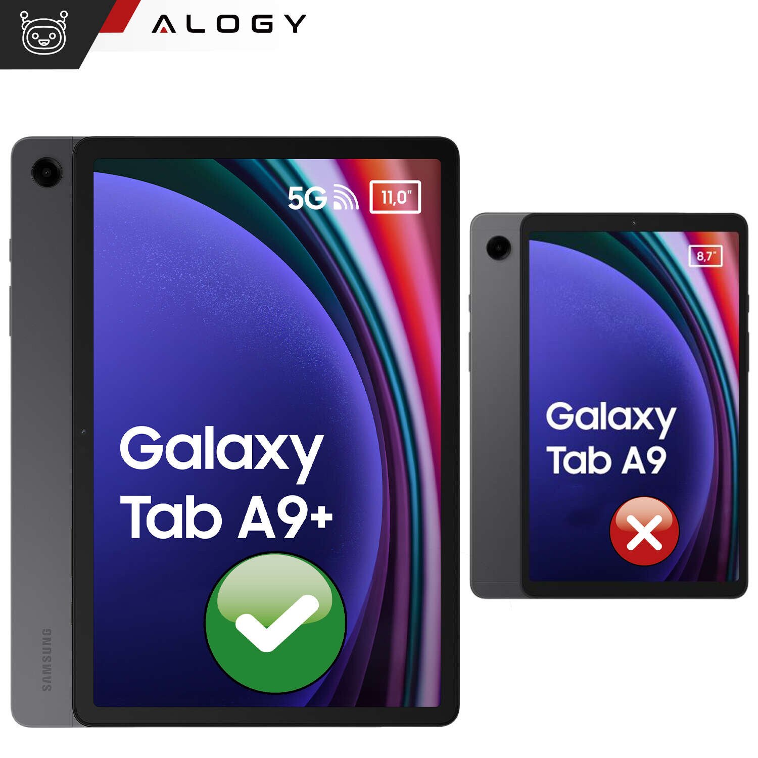 Etui obrotiv 360 pentru Samsung Galaxy Tab A9 Plus 2023 11", Alogy, negru, material ecologic, functie Sleep/Wake Up