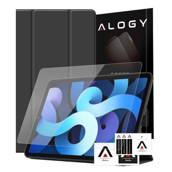 Husa Alogy ieftina cu spate TPU si spatiu pentru creion pentru Apple iPad 10.2 7/8/9Gen 2019/2020/2021, neagra