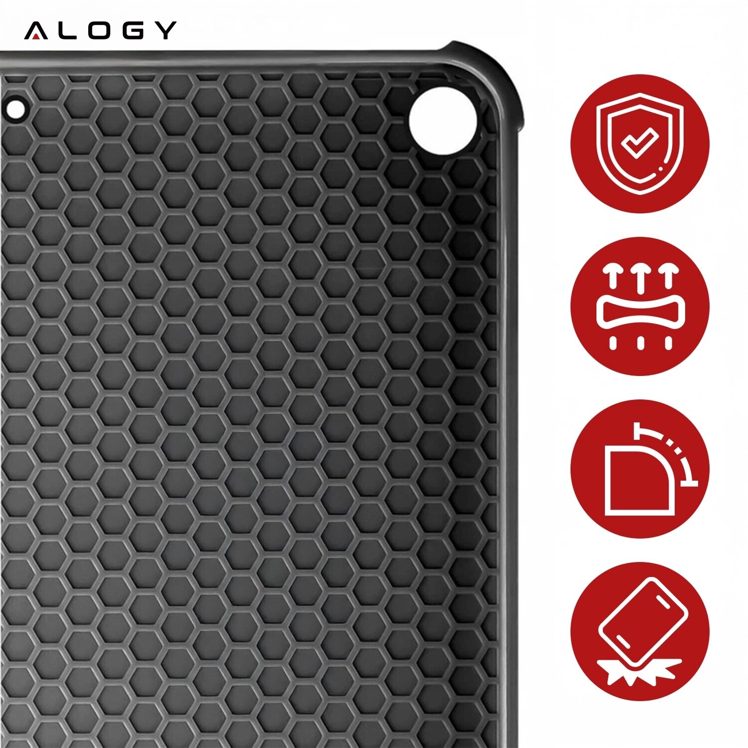 Husa Alogy ieftina cu spate TPU si spatiu pentru creion pentru Apple iPad 10.2 7/8/9Gen 2019/2020/2021, neagra
