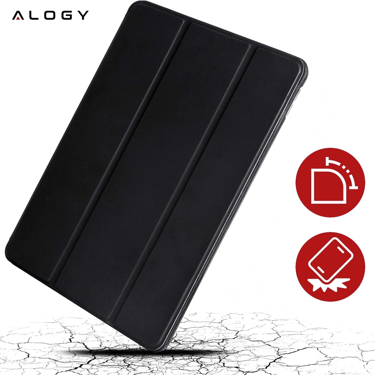 Husa Alogy ieftina cu spate TPU si spatiu pentru creion pentru Apple iPad 10.2 7/8/9Gen 2019/2020/2021, neagra