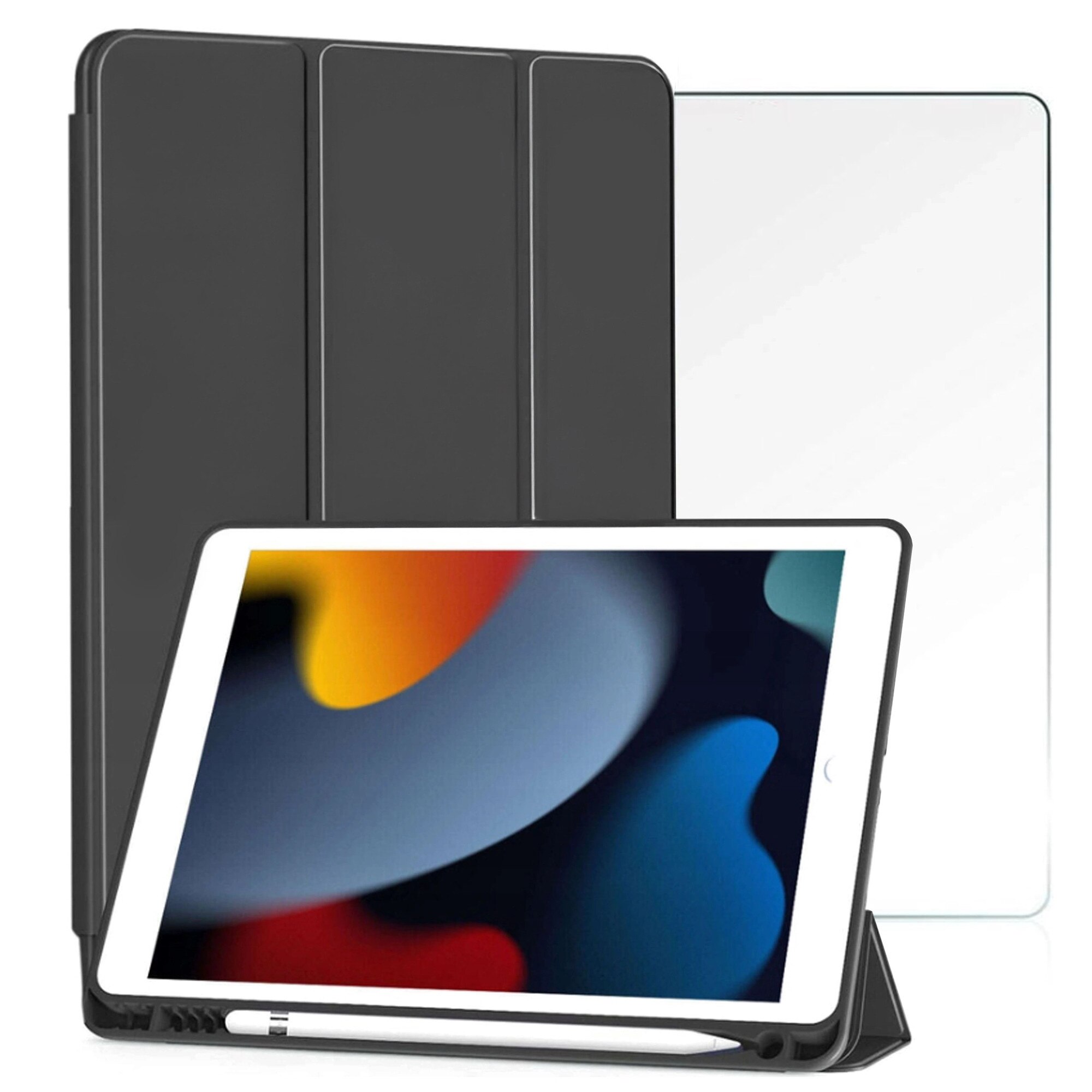 Husa Alogy ieftina cu spate TPU si spatiu pentru creion pentru Apple iPad 10.2 7/8/9Gen 2019/2020/2021, neagra