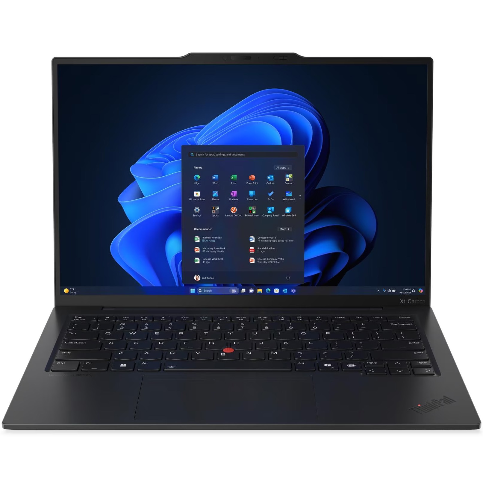 Laptop Lenovo ThiPad X1 Carbon Gen 13 Aura Edition cu procesor Intel Core™ Ultra 7 265U pana la 5.3GHz, 14" WUXGA, IPS, 64GB LPDDR5x RAM, 1TB SSD, Intel® Graphics , Windows® 11 Pro, Black, 3Y Courier