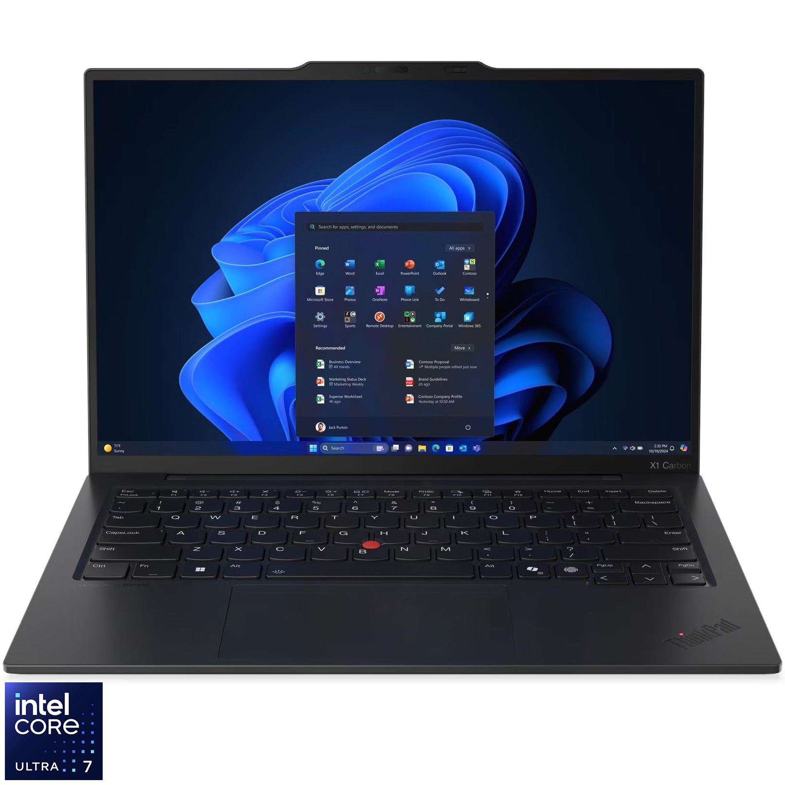 Laptop Lenovo ThiPad X1 Carbon Gen 13 Aura Edition cu procesor Intel Core™ Ultra 7 265U pana la 5.3GHz, 14" WUXGA, IPS, 64GB LPDDR5x RAM, 1TB SSD, Intel® Graphics , Windows® 11 Pro, Black, 3Y Courier