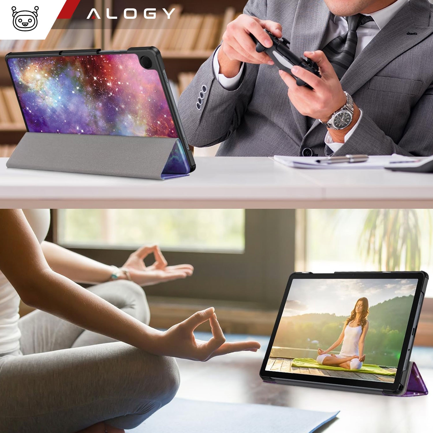 Etui pentru tableta Alogy Book Cover Case Unicorn, compatibil cu Samsung Galaxy Tab A9 Plus 2023 11", ecologic, cu suport, inchis pe magnet