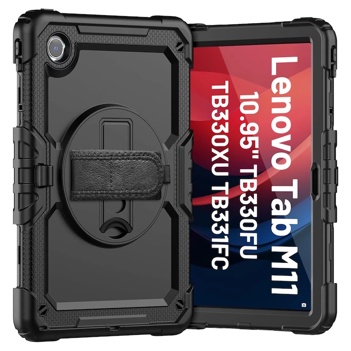 Etui pancerne 360 pentru tableta Lenovo Tab M11 10.95" 11", Alogy Pirate, negru, cu suport pentru rysik, curea de umar