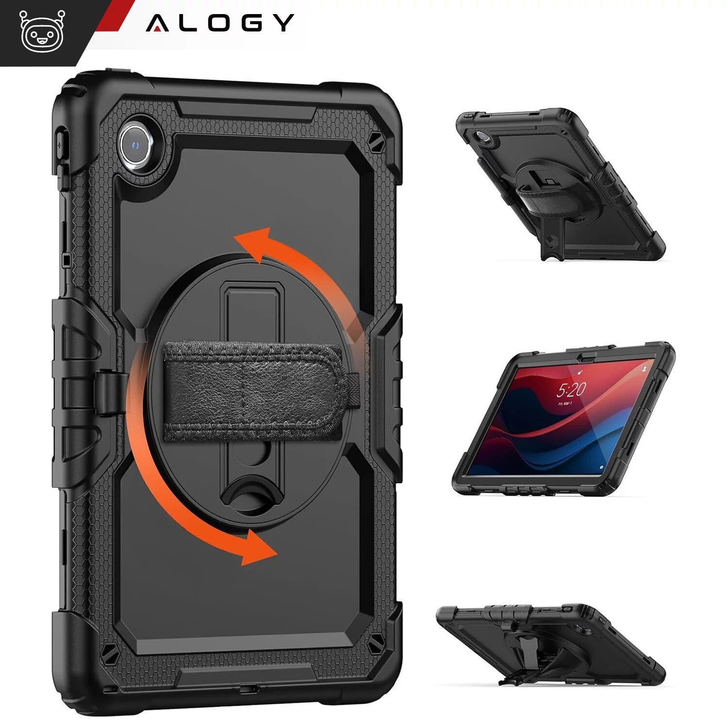 Etui pancerne 360 pentru tableta Lenovo Tab M11 10.95" 11", Alogy Pirate, negru, cu suport pentru rysik, curea de umar