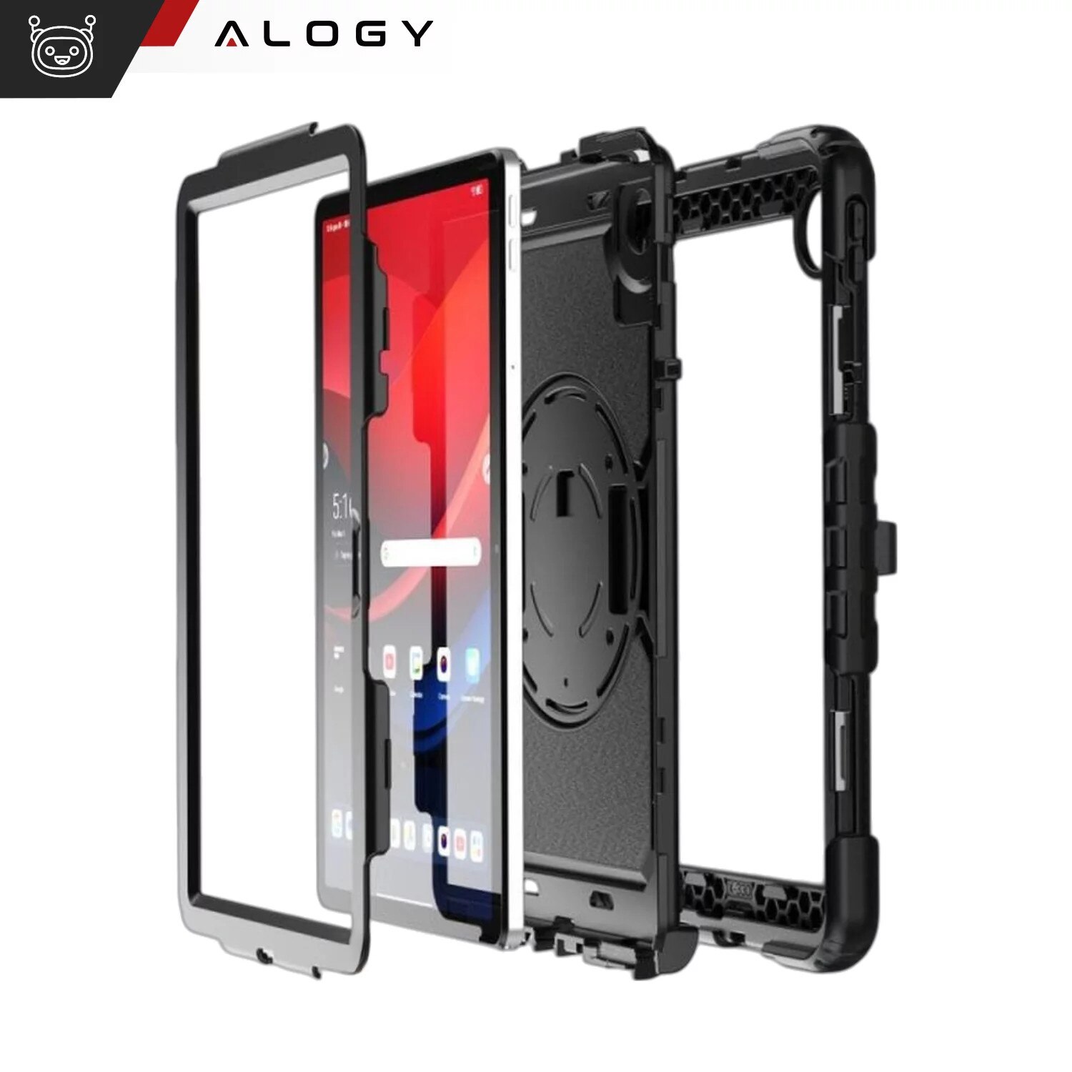 Etui pancerne 360 pentru tableta Lenovo Tab M11 10.95" 11", Alogy Pirate, negru, cu suport pentru rysik, curea de umar