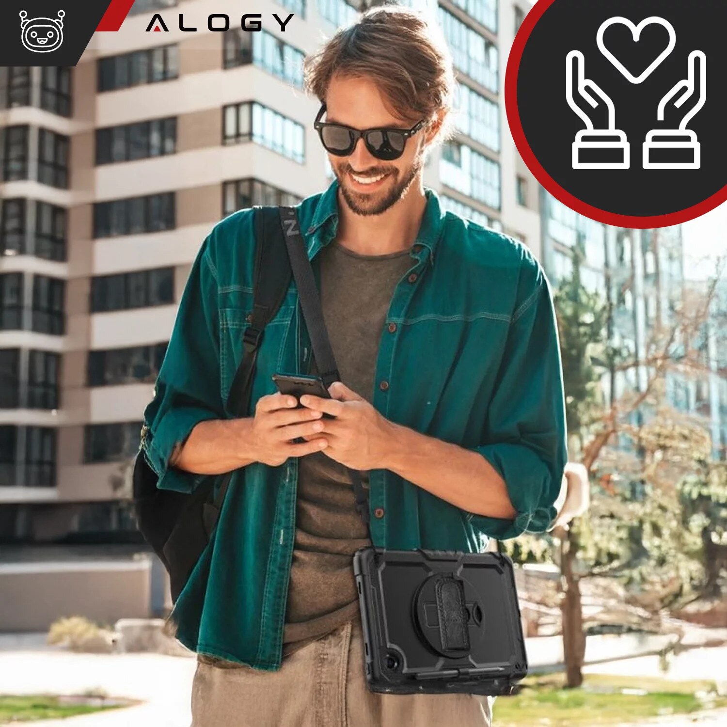 Etui pancerne 360 pentru tableta Lenovo Tab M11 10.95" 11", Alogy Pirate, negru, cu suport pentru rysik, curea de umar