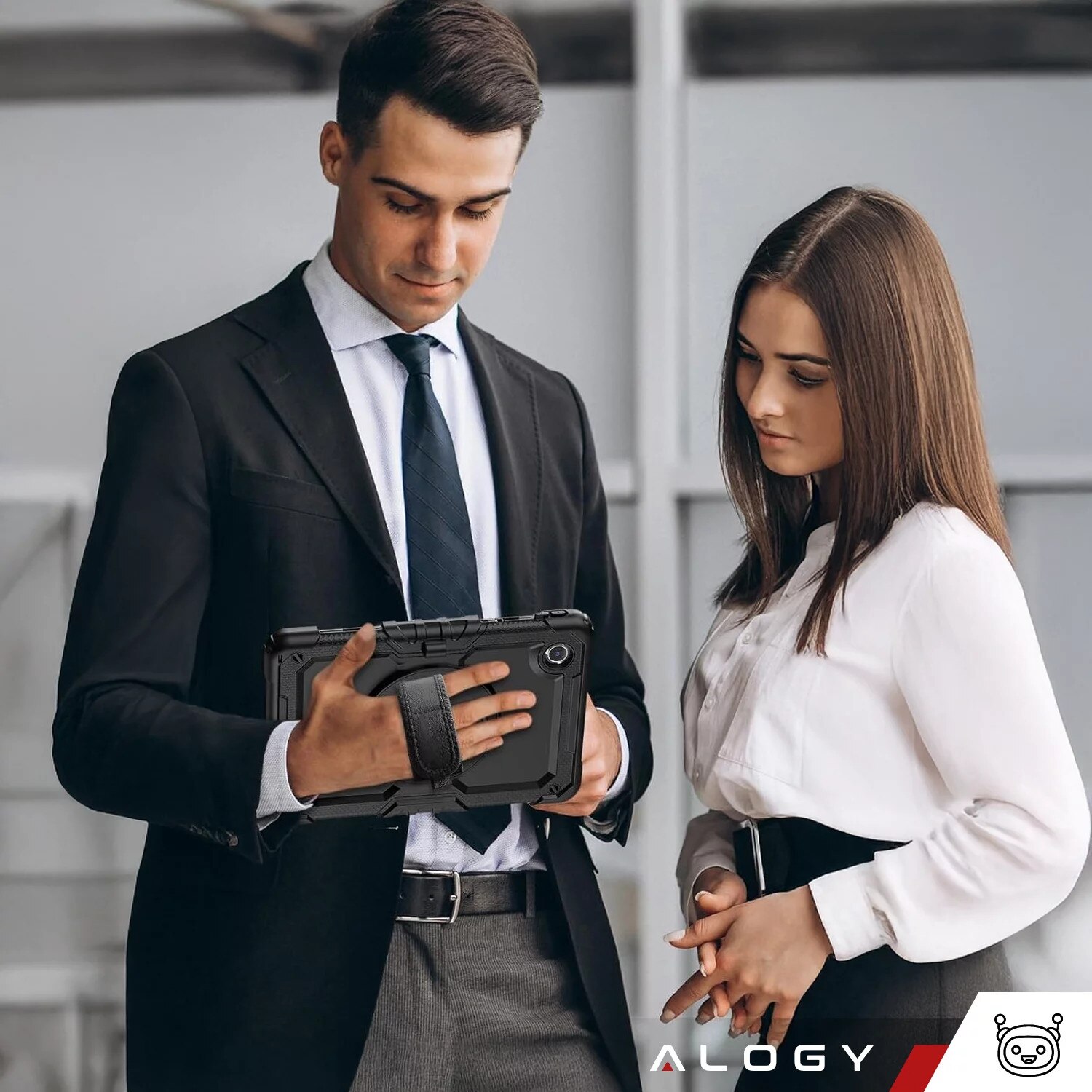 Etui pancerne 360 pentru tableta Lenovo Tab M11 10.95" 11", Alogy Pirate, negru, cu suport pentru rysik, curea de umar