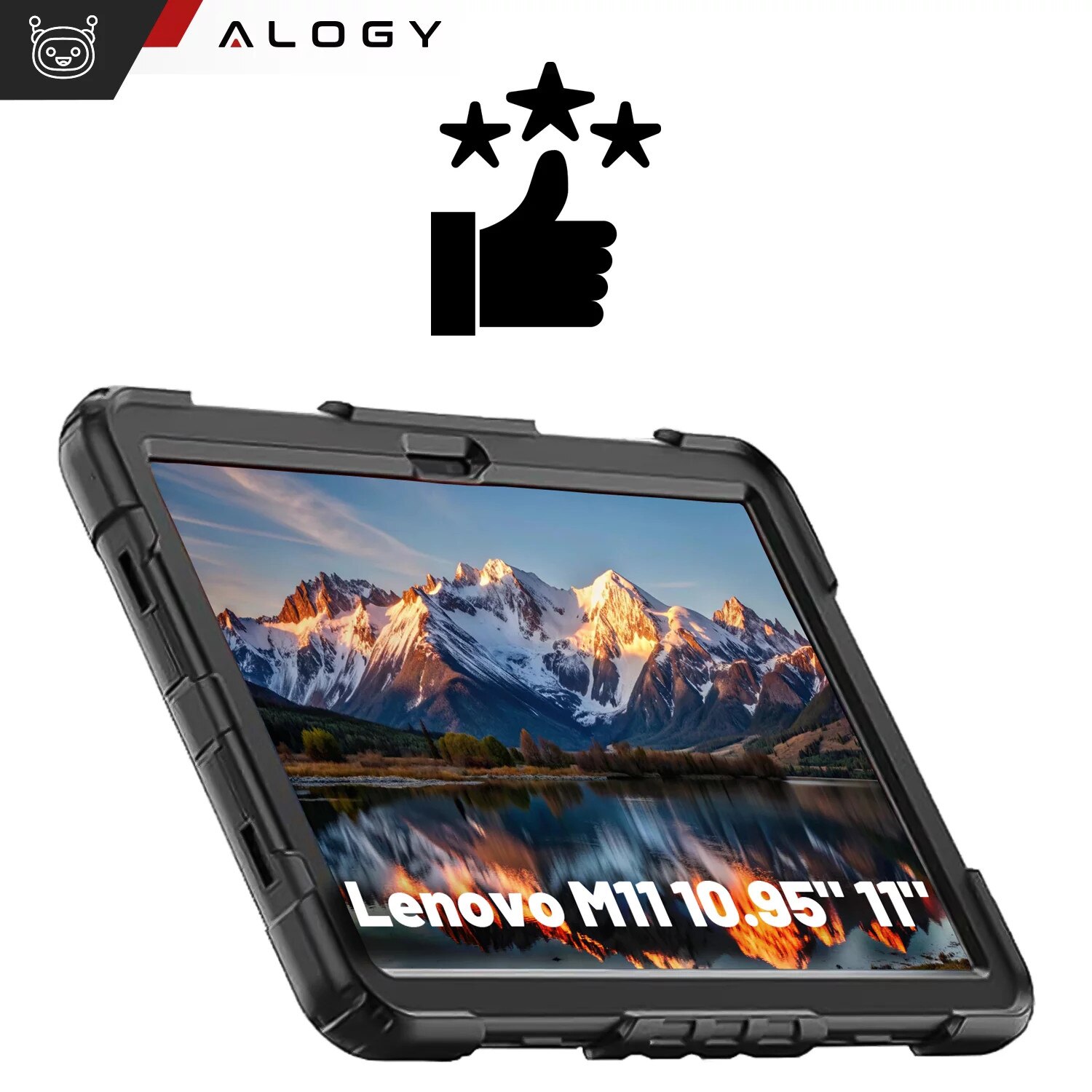 Etui pancerne 360 pentru tableta Lenovo Tab M11 10.95" 11", Alogy Pirate, negru, cu suport pentru rysik, curea de umar
