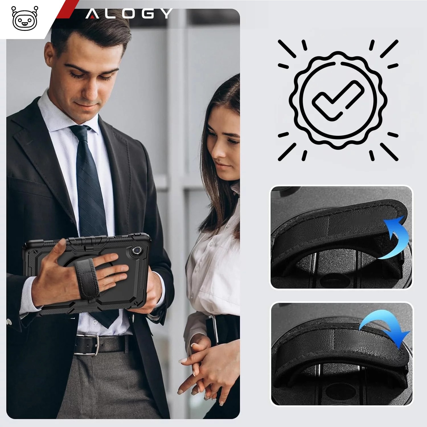 Etui pancerne 360 pentru tableta Lenovo Tab M11 10.95" 11", Alogy Pirate, negru, cu suport pentru rysik, curea de umar