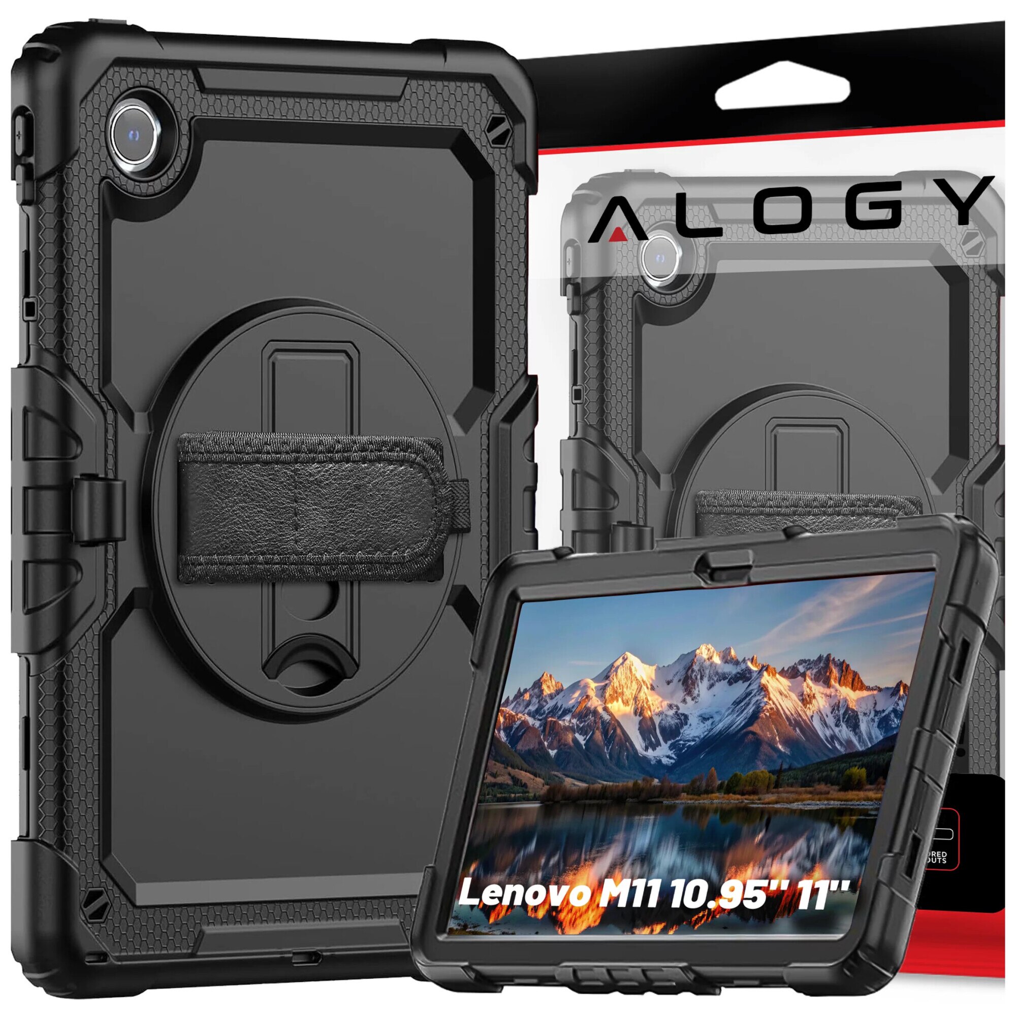 Etui pancerne 360 pentru tableta Lenovo Tab M11 10.95" 11", Alogy Pirate, negru, cu suport pentru rysik, curea de umar