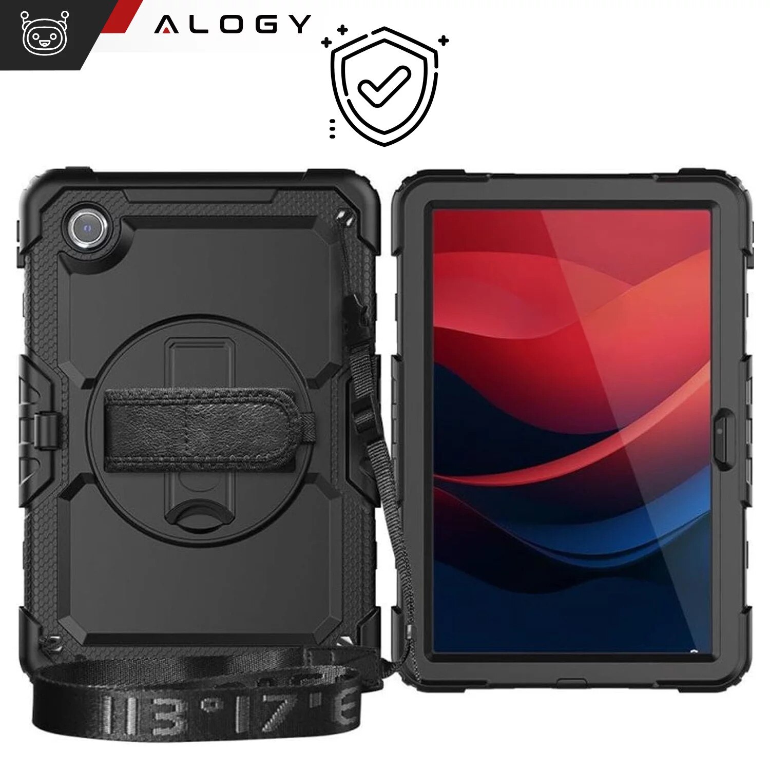 Etui pancerne 360 pentru tableta Lenovo Tab M11 10.95" 11", Alogy Pirate, negru, cu suport pentru rysik, curea de umar
