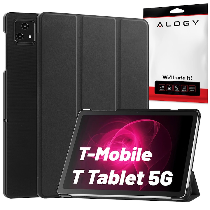 Etui pentru tableta Alogy Book Cover Case, negru, 10.36", functie Sleep/Wake Up, suport integrat