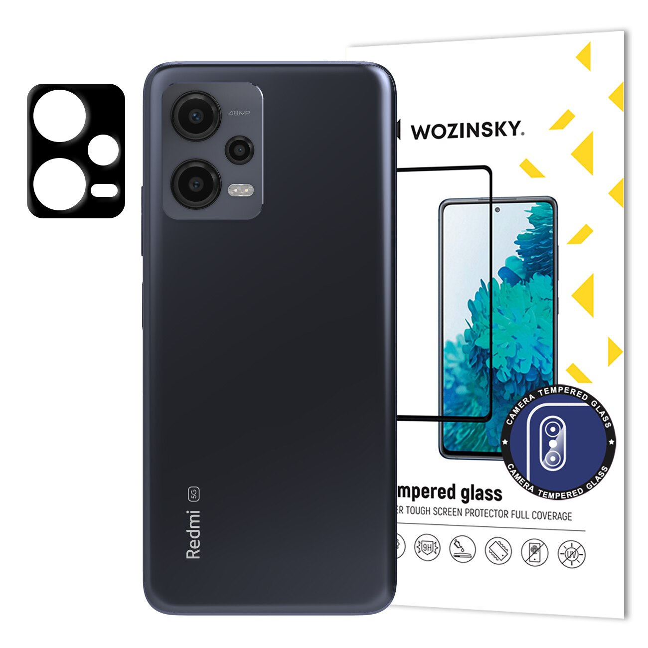 Folie sticla camera foto WOZINSKY Full Cover compatibila cu Xiaomi Redmi Note 12 / Poco X5 5G Black
