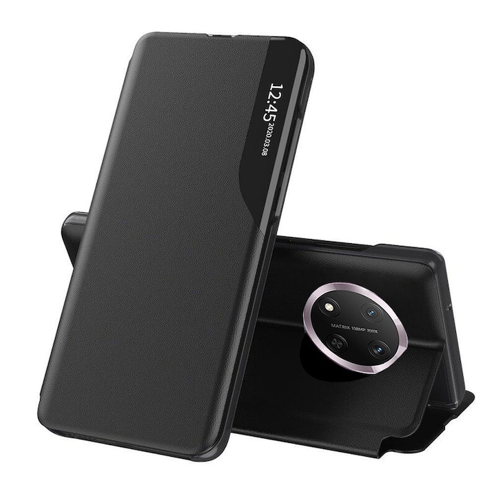 Husa pentru Honor Magic 7 Lite Tip Carte, S-View, Functie de Stand, Calitate Premium, Antisoc, Protectie Sporita, Negru