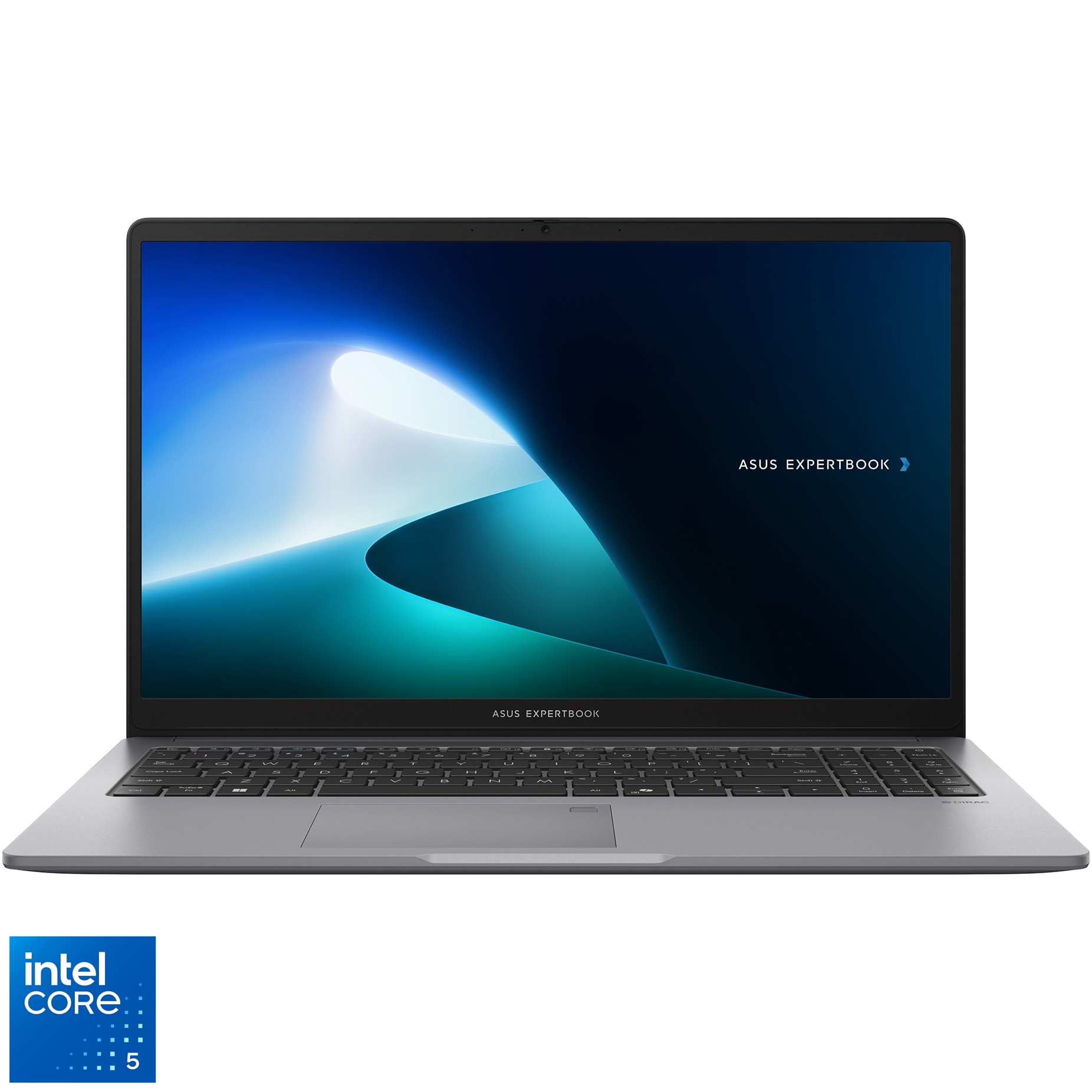 Laptop ASUS ExpertBook P1 P1503CVA cu procesor Intel® Core™ 5 210H pana la 4.8GHz, 15.6'', Full HD, IPS Wide view, 16GB DDR5 RAM, 512GB SSD, Intel® Graphics, No OS, Misty Grey