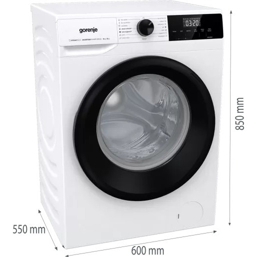 Mașină de spălat cu uscător Gorenje W1D2A964ADS, Capacitate spălare: 9 kg, Capacitate uscare: 6 kg, Display LED, Alb