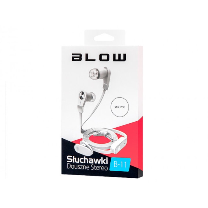 Casti cu fir B-11, Blow, Cu microfon, Jack 3.5, 1.2 m, Alb