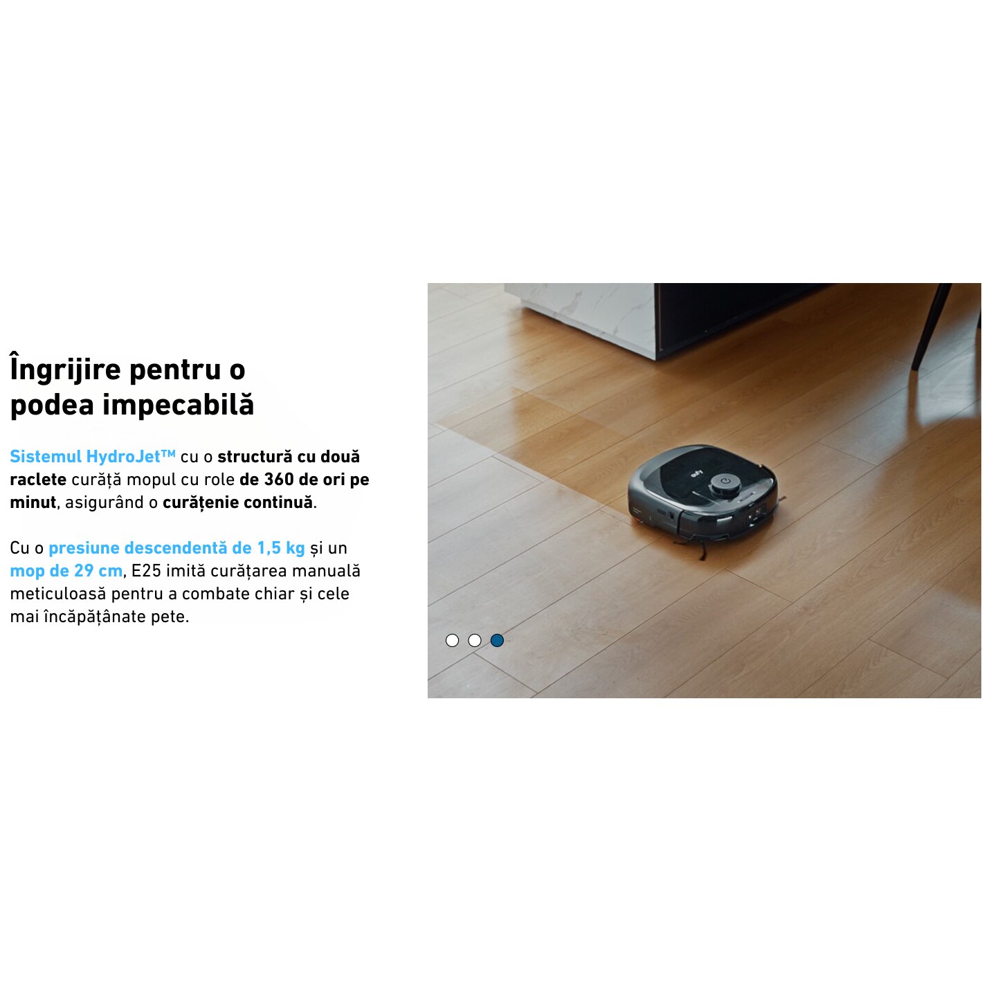 Aspirator robot eufy E25 Omni cu mop, sistem 20, 000 Pa, sistem HydroJet, statie All-in-one Negru