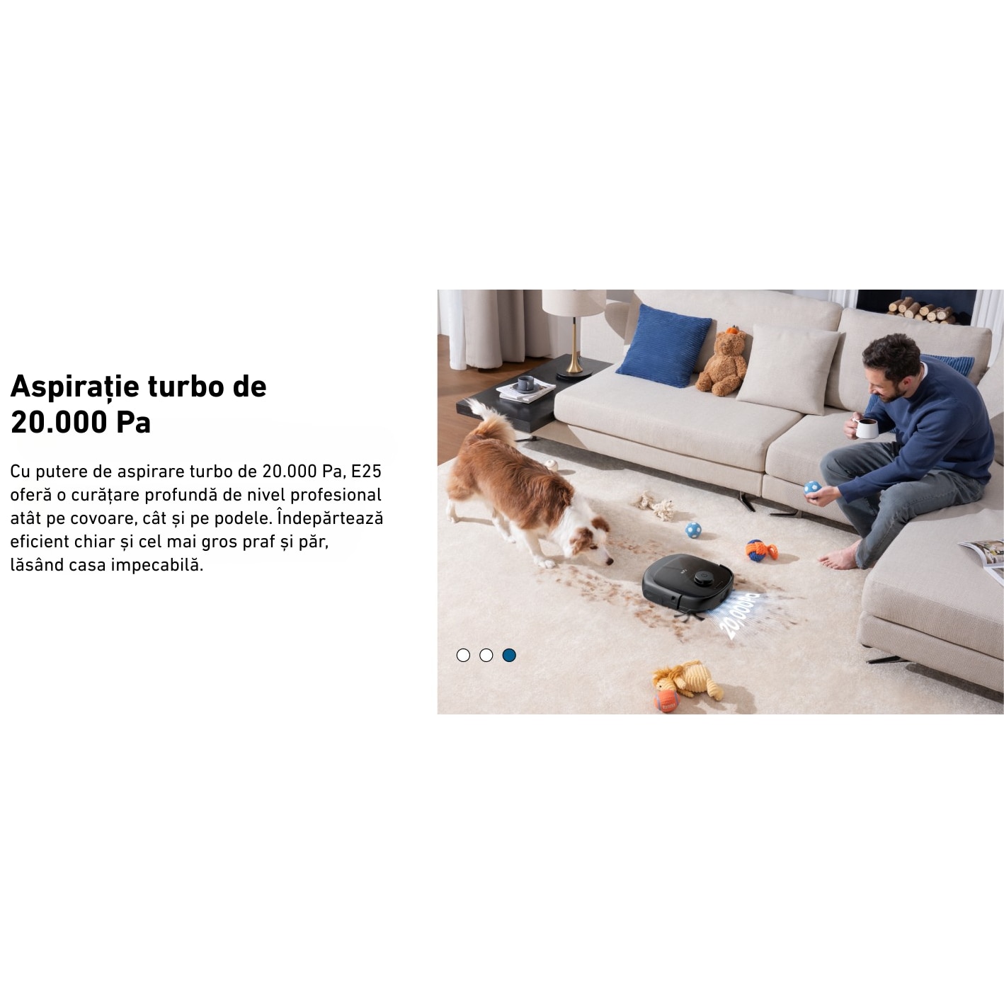 Aspirator robot eufy E25 Omni cu mop, sistem 20, 000 Pa, sistem HydroJet, statie All-in-one Negru