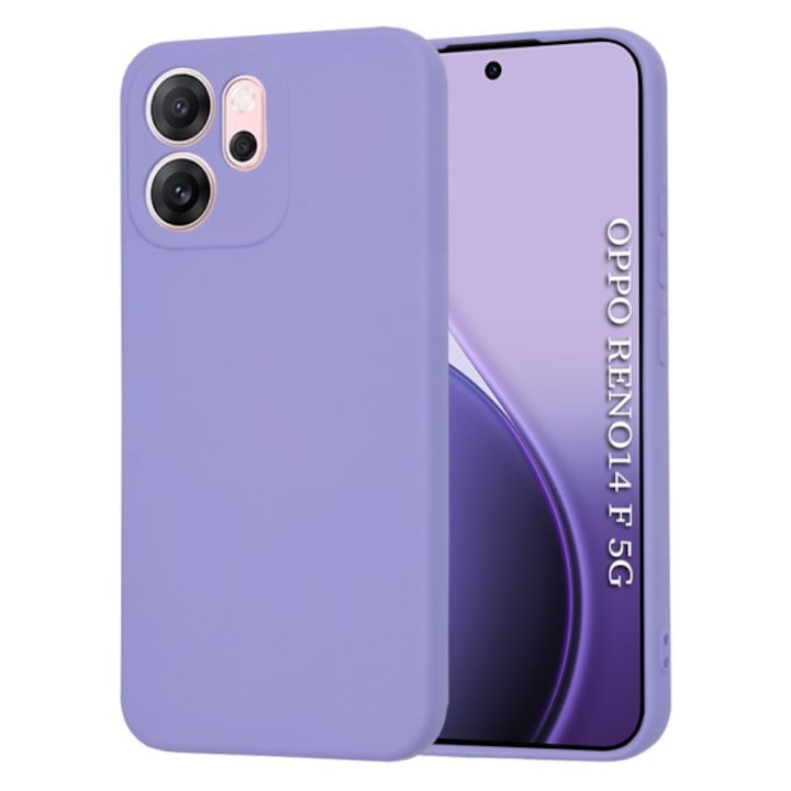 Husa Upzz® SoftFlex Pentru Oppo Reno14 F / Reno14 FS 5G, Silicon Soft, Protectie La Camera, Alcantara La Interior, Light Purple