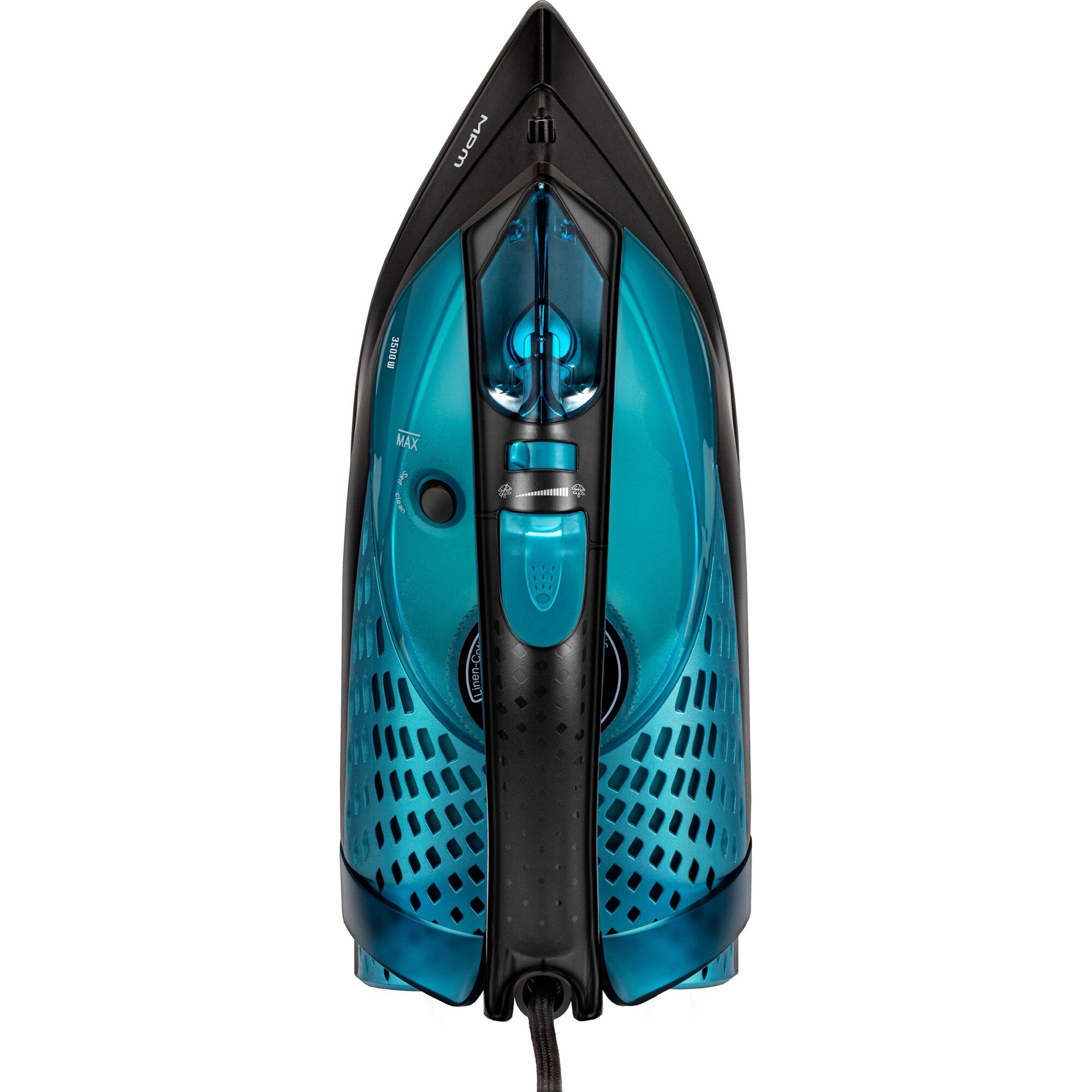 Fier de călcat cu aburi MPM MZE-29, 3500 W, talpă ceramică, negru/albastru