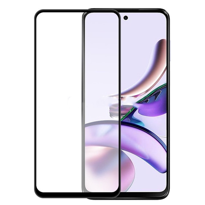 Folie Sticla Securizata pentru Motorola G13, Flippy, Compatibila cu Motorola Moto g13, Full Glue, Margini Negre, Transparent