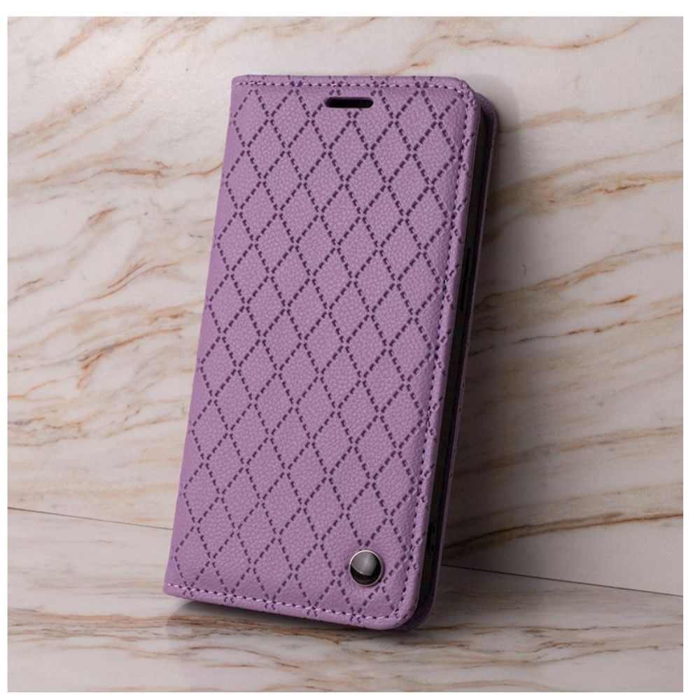 Husa tip carte, Carouri, Eleganta, compatibila cu Xiaomi Redmi Note 14 pro 5G, G-Tech Flip Book, inchidere magnetica, buzunar card, premium stand, Mov lavanda