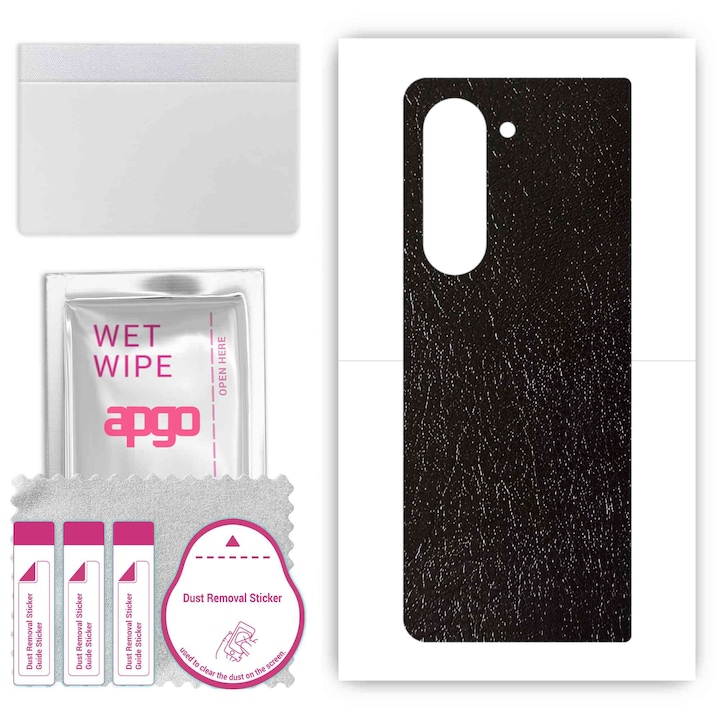 Folie de protectie pentru Samsung Galaxy Z Fold 6 – apgo Skins, anti-zgarieturi, autocolant pentru spatele Piele neagra