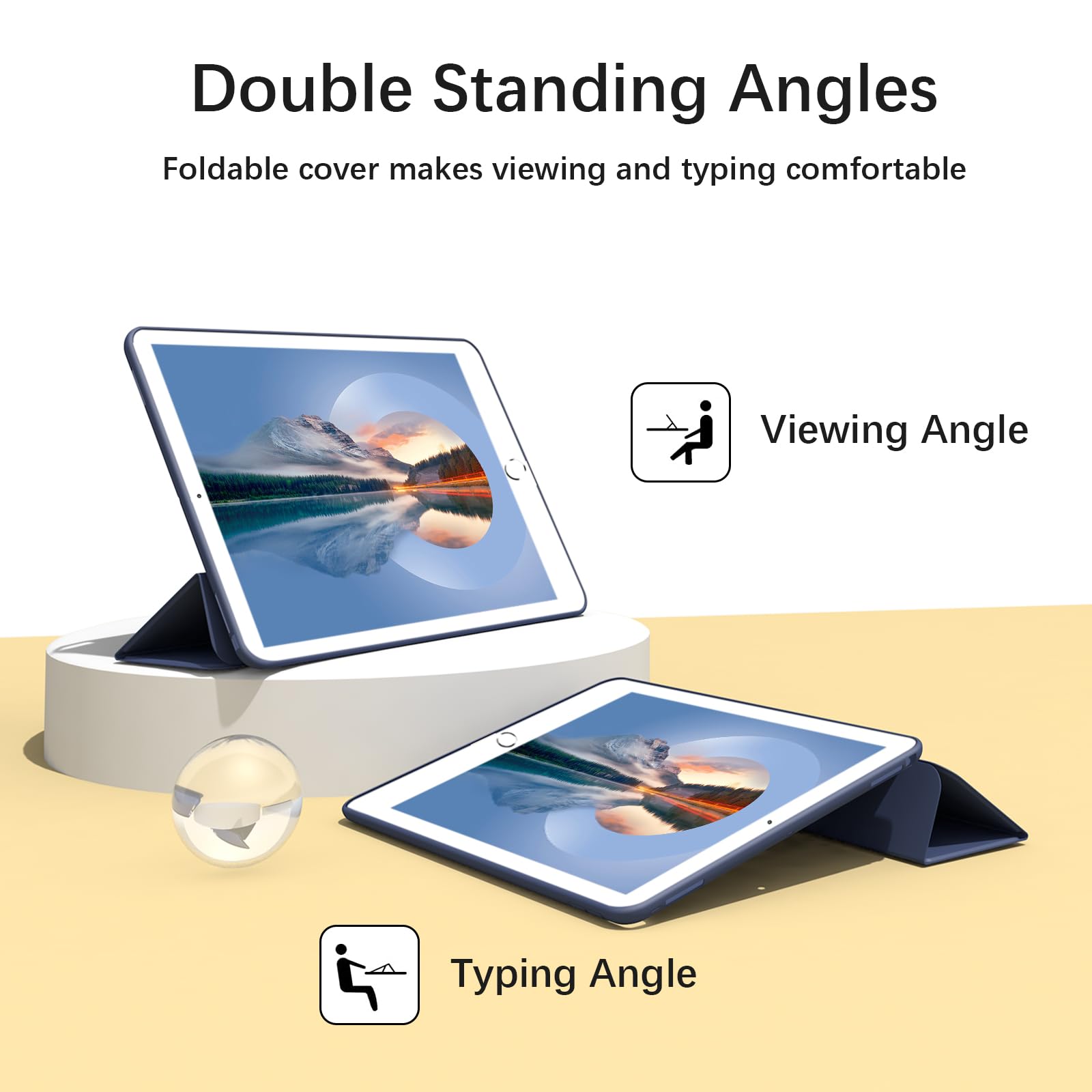 Husa tableta, pentru Samsung Galaxy Tab A9, Trezire automata / somn, atingere confortabila a pielii, capac de protectie subtire tripla cu TPU moale inapoi, Albastru