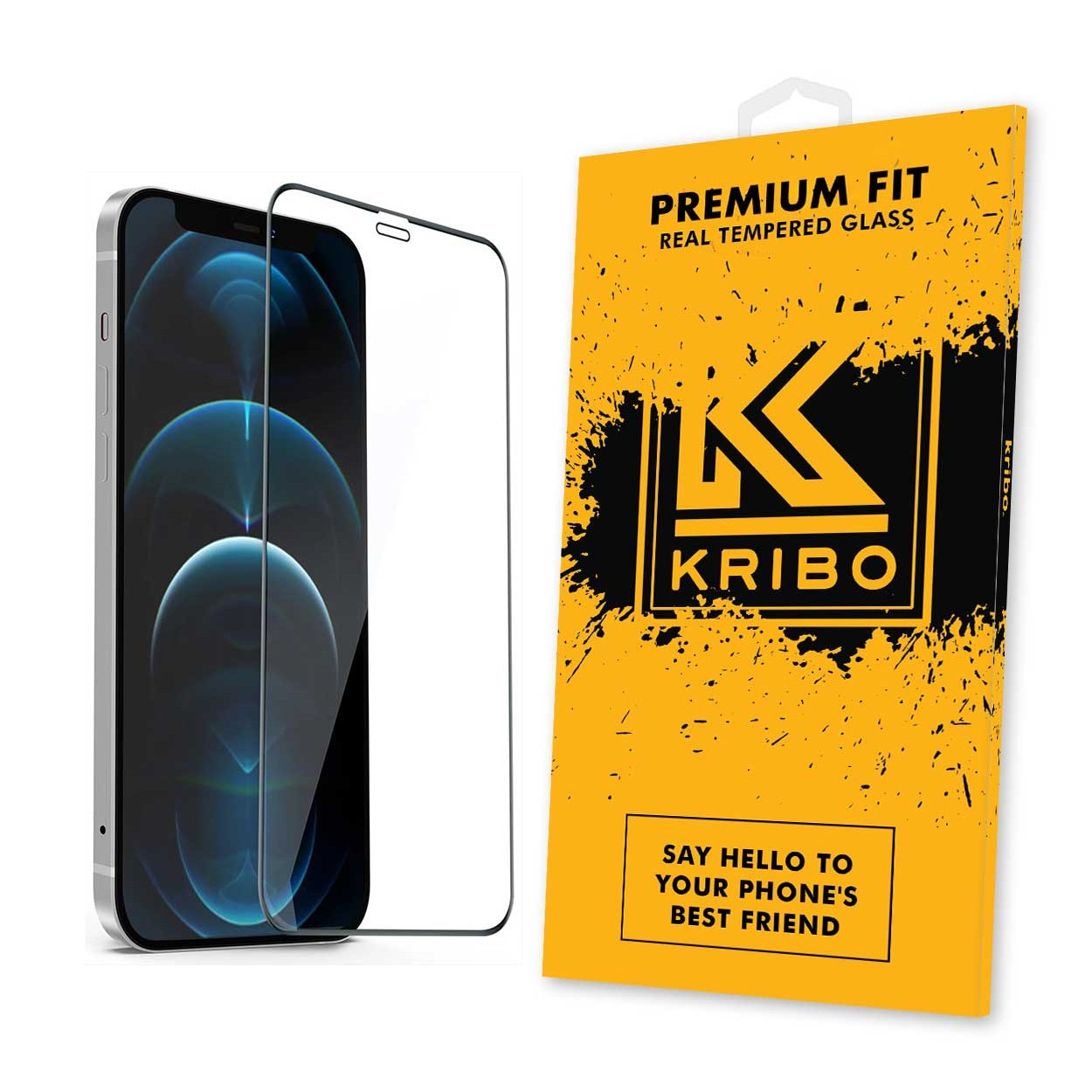 Folie Sticla Kribo, Premium Fit, pentru Apple iPhone 12 Pro Max, Transparenta HD, Protectie Ecran Premium, Full Cover, Full Glue