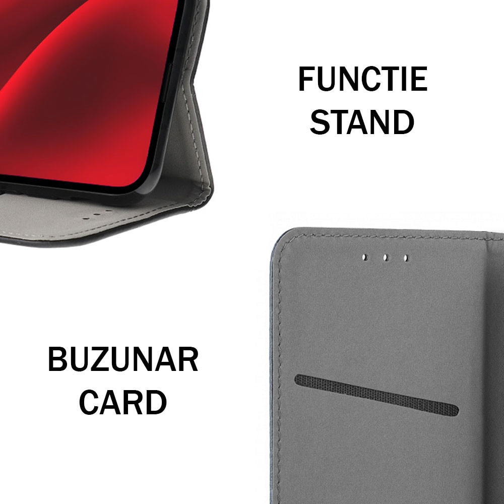 Husa pentru Oppo Reno 14F 5G / Reno14 FS, PU Casual Book, Buzunar card, Inchidere magnetica, Functie stand / suport, Decupaj difuzor apeluri, Acoperire completa 360 de grade, Protectie fata-spate, Tip carte, Rosu