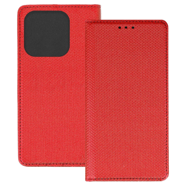 Husa pentru Oppo Reno 14F 5G / Reno14 FS, PU Casual Book, Buzunar card, Inchidere magnetica, Functie stand / suport, Decupaj difuzor apeluri, Acoperire completa 360 de grade, Protectie fata-spate, Tip carte, Rosu