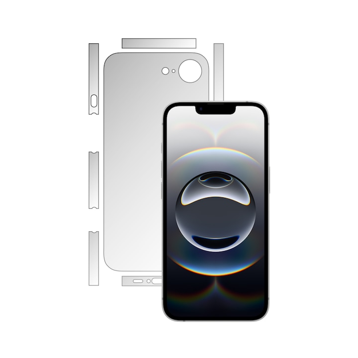 Folie Protectie Spate iSkinz Matte pentru Apple iPhone 16e - Invisible Skinz Matte, Split Cut, Siliconica Mata Anti-Amprenta, Anti-Reflex pentru Carcasa Spate, Skin Adeziv Transparent