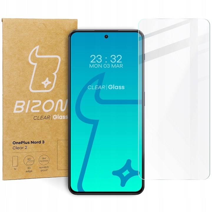 Folie de protectie pentru OnePlus Nord 3, Bizon, Sticla securizata, Transparent