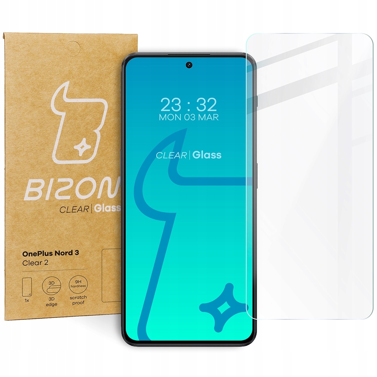 Folie de protectie pentru OnePlus Nord 3, Bizon, Sticla securizata, Transparent