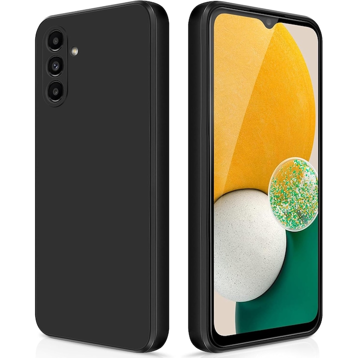 Husa telefon compatibila cu Samsung Galaxy A13 5G / A04S, Soft Silicone Premium, Anti-Soc, Protectie camera, Microfibra interior ( catifea ), Margini Ridicate pentru Protectia Ecranului, Negru
