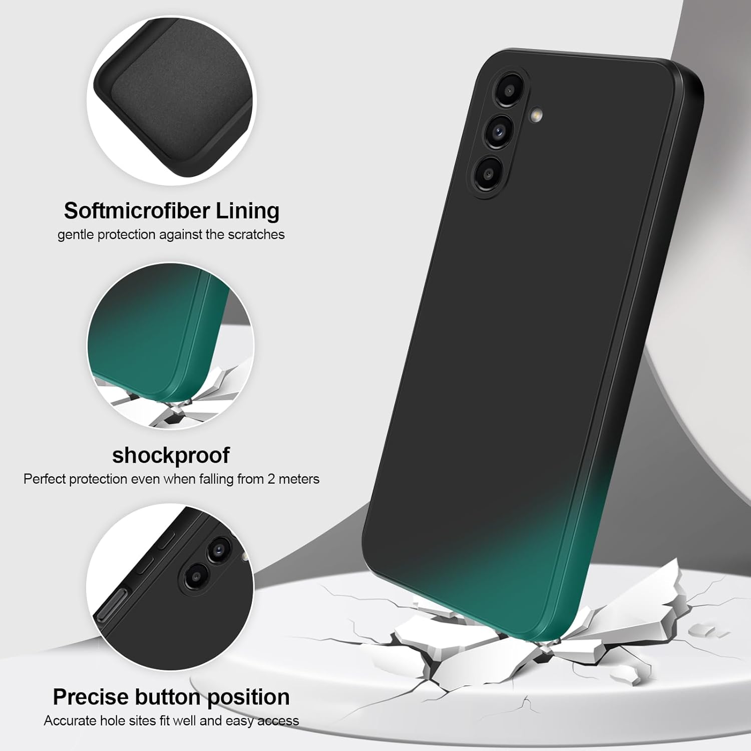 Husa telefon compatibila cu Samsung Galaxy A13 5G / A04S, Soft Silicone Premium, Anti-Soc, Protectie camera, Microfibra interior ( catifea ), Margini Ridicate pentru Protectia Ecranului, Negru