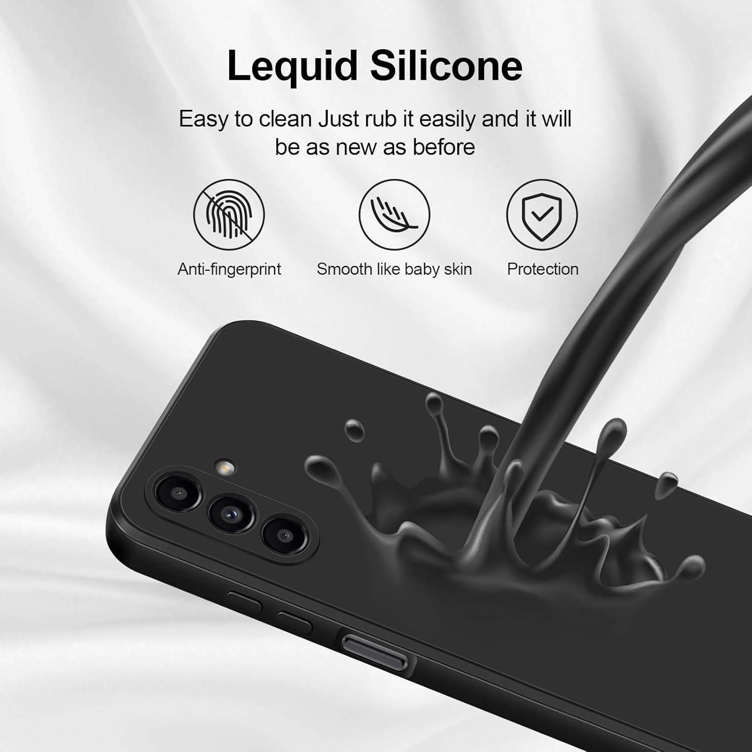 Husa telefon compatibila cu Samsung Galaxy A13 5G / A04S, Soft Silicone Premium, Anti-Soc, Protectie camera, Microfibra interior ( catifea ), Margini Ridicate pentru Protectia Ecranului, Negru