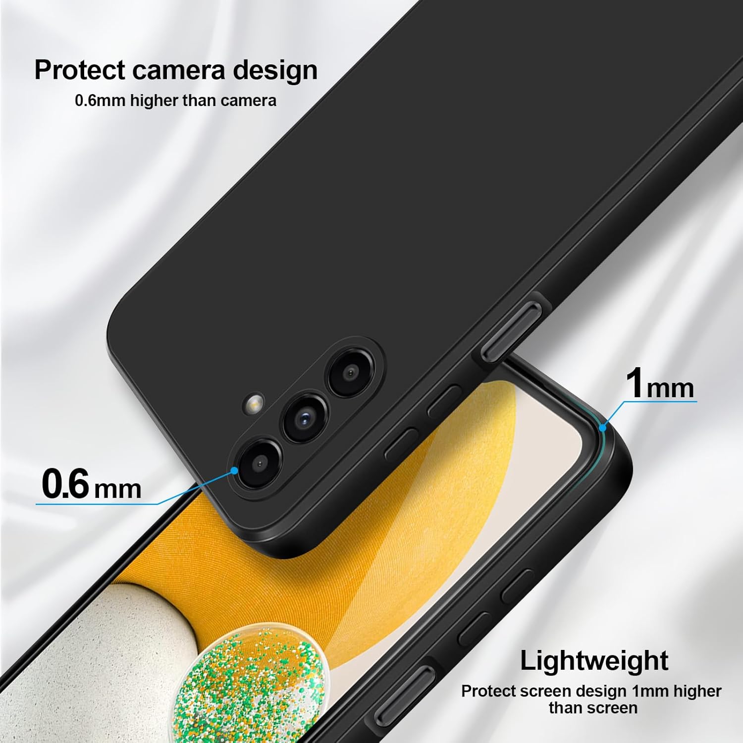 Husa telefon compatibila cu Samsung Galaxy A13 5G / A04S, Soft Silicone Premium, Anti-Soc, Protectie camera, Microfibra interior ( catifea ), Margini Ridicate pentru Protectia Ecranului, Negru