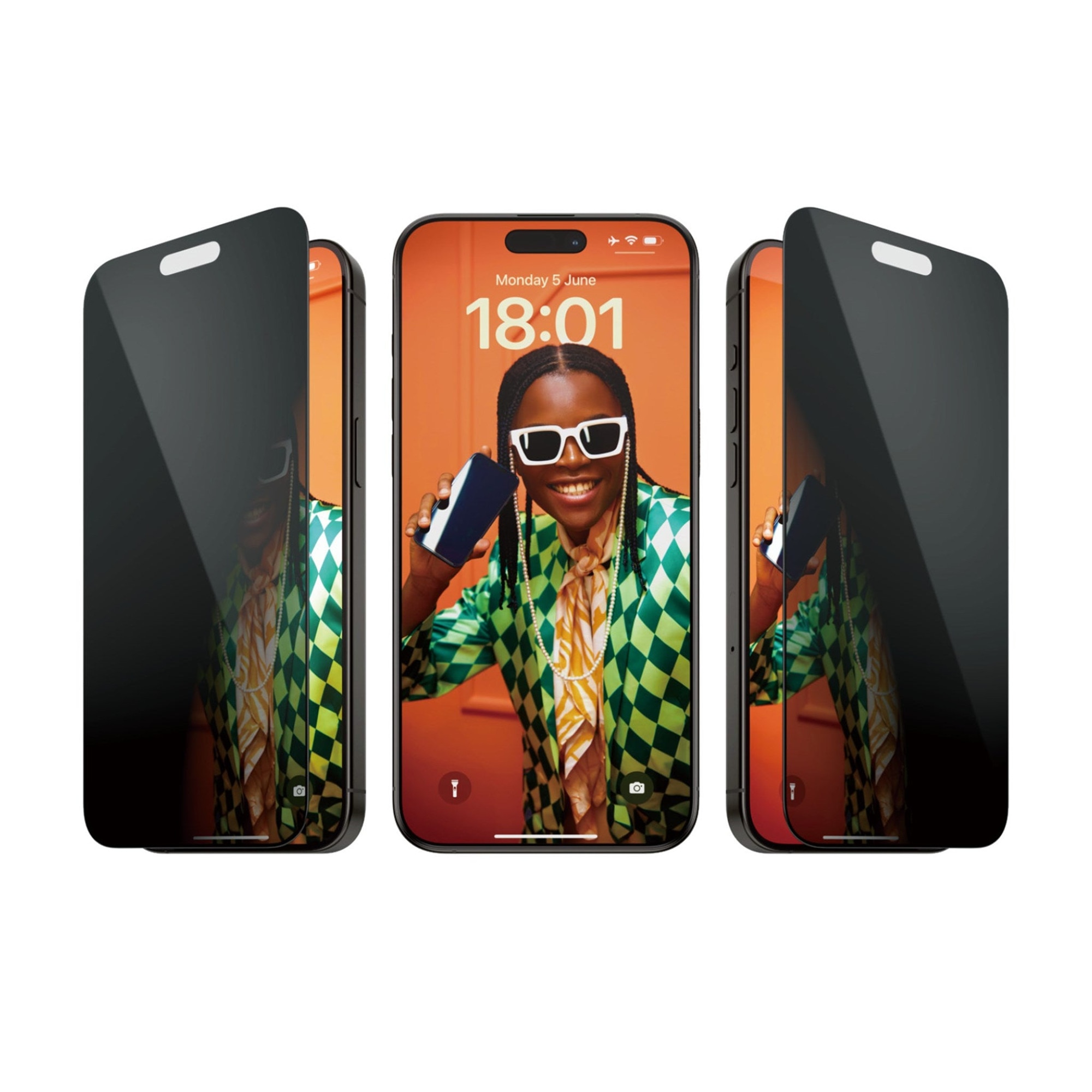 Folie de protectie Sticla PanzerGlass UWF Privacy pentru iPhone 15 Pro Max cu aplicator, Negru