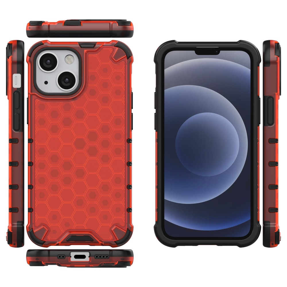 Husa de protectie Hurtel Honeycomb pentru iPhone 13 mini, TPU/Policarbonat, Rosu