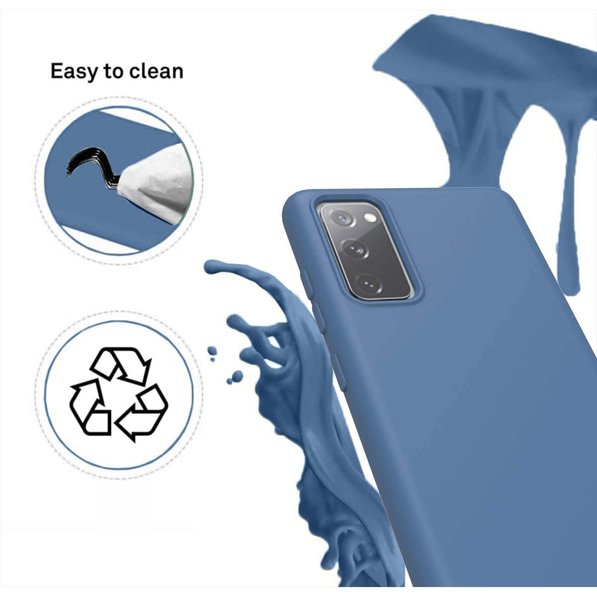 Husa din silicon ultra-slim MATA cu microfibra pe interior, compatibila cu Samsung Galaxy S20 FE / S20 FE 5G, Albastra