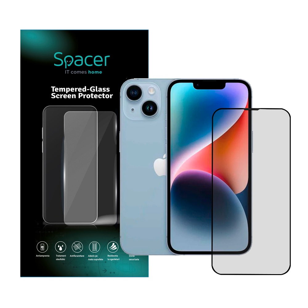 Folie sticla securizata compatibila cu Apple Iphone 14, 3D, 9H, Edge to Edge, Transparenta
