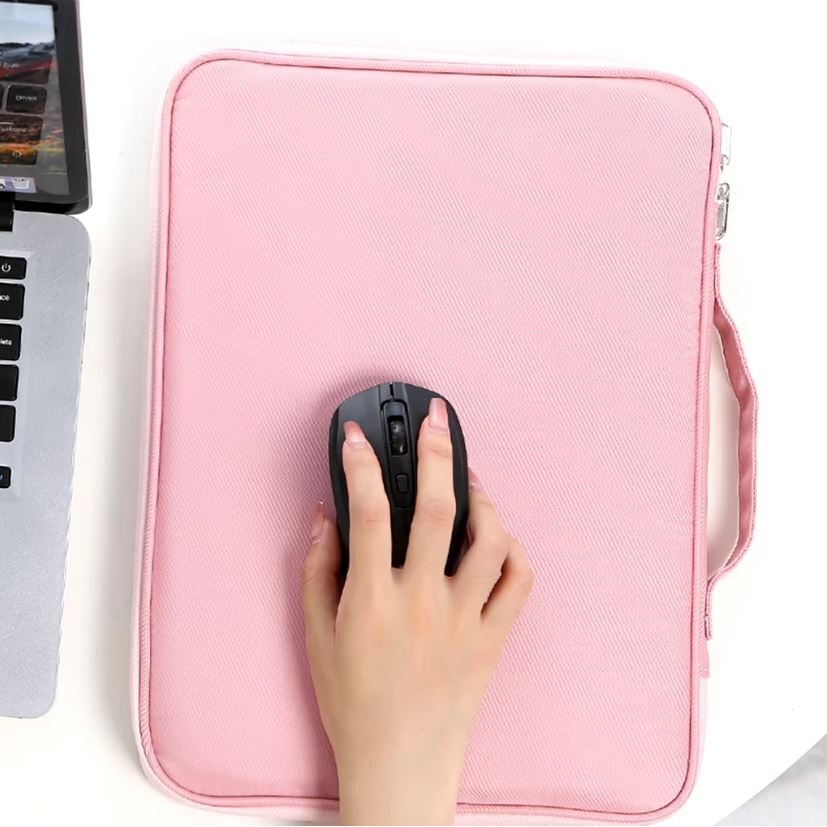 Geanta pentru Laptop 12.9"-13", Textil rezistent, Compatibil MacBook, Buzunare multiple, Roz
